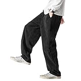 [IAN-LIFE] コーデュロイパンツ メンズ ワイドパンツ ゆったり ブラックXL