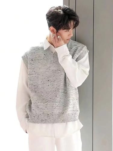 men's pullover sweaters 2pcs/Set Plain Button-Up Cardigan Sweater2