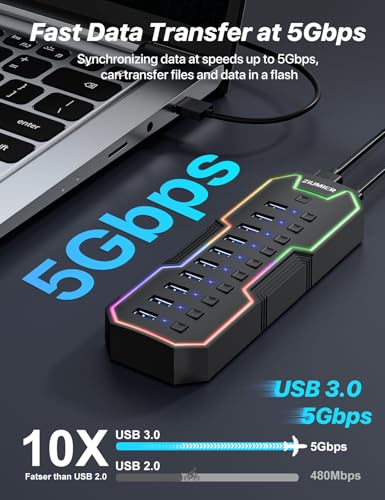 Hub USB alimenté 10 ports USB 3.0 pour PC Surface Pro et Mac - 2