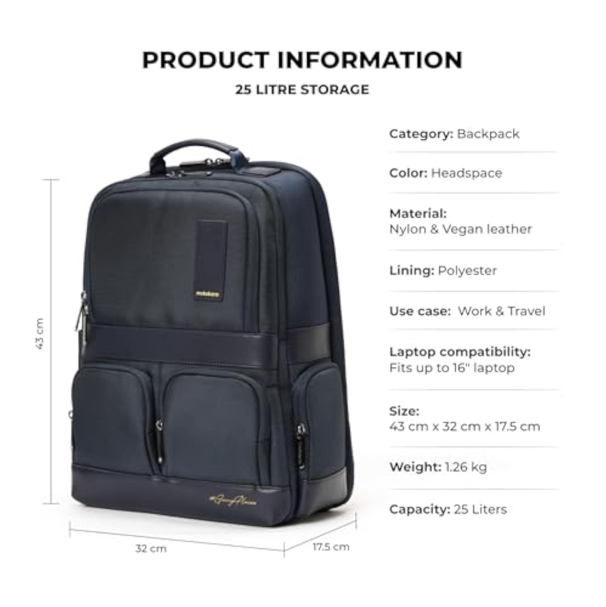 Terra Work 25L Laptop Backpack for Office Travel