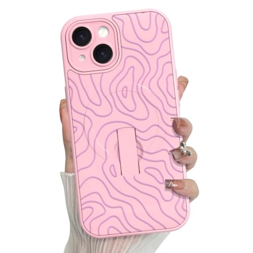 MZELQ for iPhone 15 Case Wave Ripple Cute Pattern -Pink