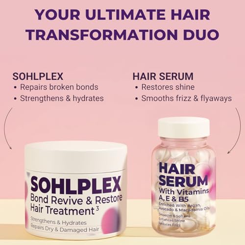 SOHLPLEX Bond Revive & Restore Treatment & Hair Serum with Vitamins Duo - For Dry, Damaged & Frizzy Hair - Strengthens, Moisturizes & Enhances Shine – Vegan & Cruelty-Free - Image 3