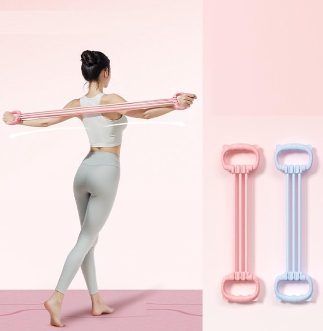 Image of Figure 8 Resistance Band for Women | Chest Expander with Handles, Heavy Duty 6-Tension Puller, Full Body Workout, Arms, Chest, Back, Legs