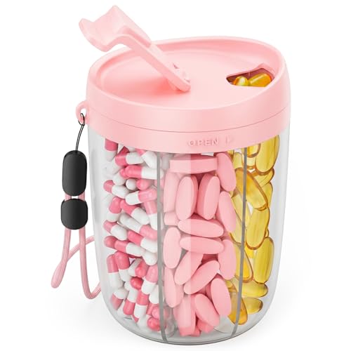 Image of PULIV Large Pill Bottle Organizer Anti-Mix Design, 6 Slots, 20 Labels | Supplement Organizer for Holding 6 Various Vitamins without Filling Hassle, Wide Opening Pill Box Case for Easy Retrieval