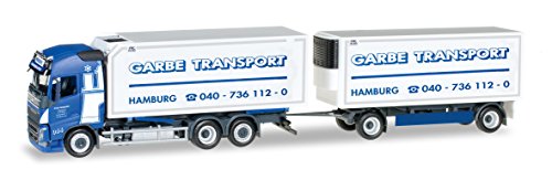 Preisvergleich Produktbild Herpa 306997 - Fahrzeug, Volvo FH Gl. Wechselkühlkoffer-Hängerzug Spedition Garbe