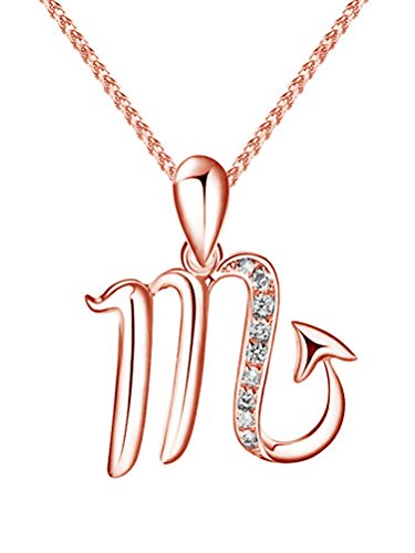 Tendencia Paialco plata esterlina símbolo del encanto Escorpio Colgante Collar chapado en oro rosa