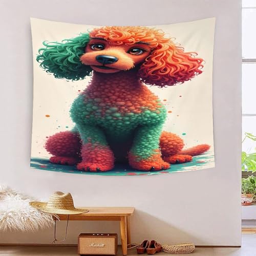 Tapisserie murale Poodle effet 3D grand format 180x230cm pour salon