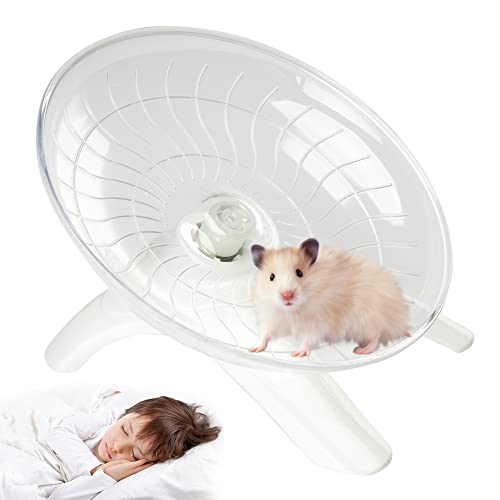 LALFPET Rueda de Ejercicio de plástico para Animales pequeños - Rueda de hámster de 18 cm, Disco Antideslizante para hámster, erizos, Animales pequeños, Rueda de Ejercicio,Blanco Cover
