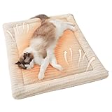 SOMAHE Self Warming Cat Bed, Reversible Winter Warm Cats Pad, Soft Pet Mat for Kitty & Small Dogs, Machine Washable, Perfect for Crates, Kennels, Beds, Sofas, 23x15 Inch Apricot