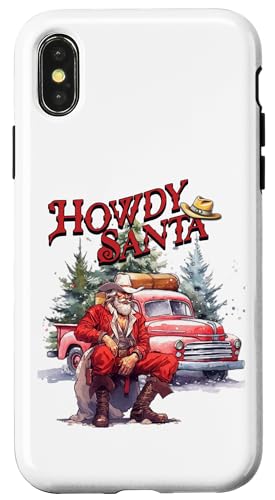Western Christmas Santa Cowboy Red Howdy Red Truck X}zP[X iPhone X/XS p
