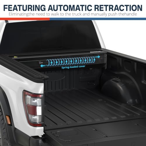 Image of Bestwyll Retractable Hard Tonneau Cover Fits Ford F-150 2015-2026 6.5 Ft Bed,BoxLink Compatible | B32c | (Manual | Auto-Retract, 6.5 Ft Bed (2015-2025))