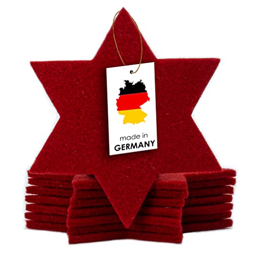 Filzuntersetzer Weihnachten 8er Set - Made in Germany - Weihnachtsuntersetzer aus upcycling rPET-Filz Untersetzer Weihnachten - easy and green® (Stern, Rot) Cover