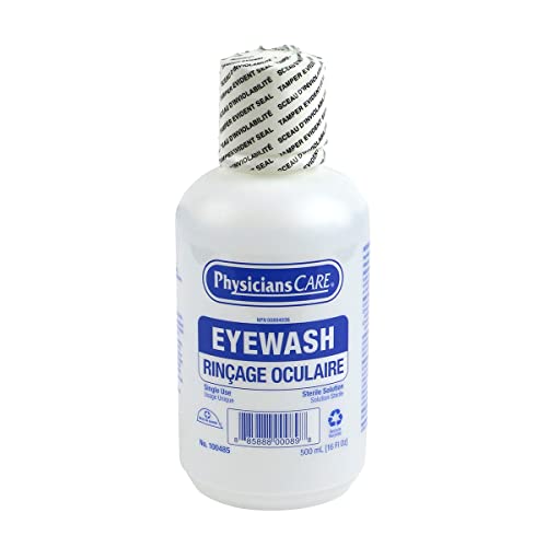 First Aid Central 100485 PhysiciansCare Solution de lavage des yeux d'urgence, fabriquée au Canada, 16 Bouteille d'Oz