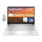 HP 15.6" FHD Business Laptop, Intel Core i5-1135G7, 32GB DDR4 RAM, 1TB PCIe SSD, Intel Iris Xe Graphics, Numpad, Webcam, Wi-Fi 5, Bluetooth, Silver, Win 11 Pro, 32GB Hotface USB Card