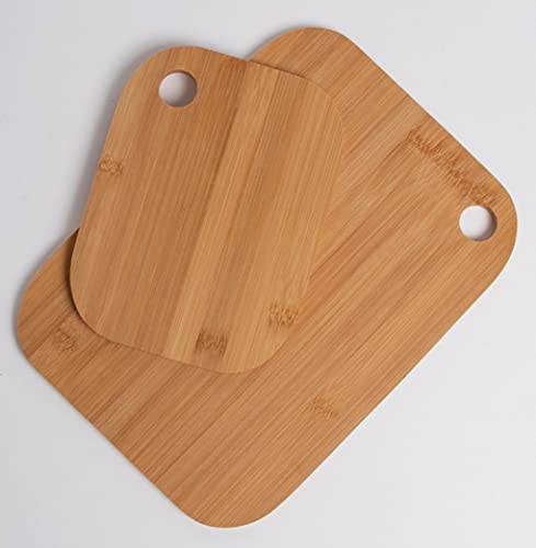Set of 2 Anti-Bacterial Bamboo Chopping Boards Wooden Cutting Board Large 30x22.5cm Small 20x15cm, Brown