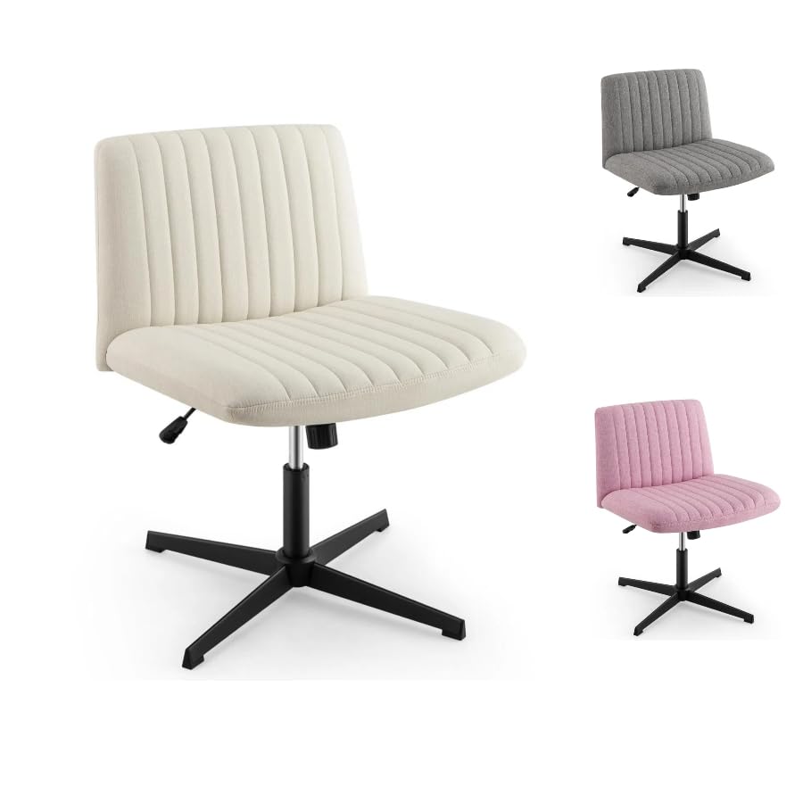 GIANTEX Chaise Bureau sans Accoudoirs, Large Siège & Basculement à 120°, Fauteuil Bureau Réglable en Hauteur sans roulettes, Chaise Coiffeuse Rembourrée...