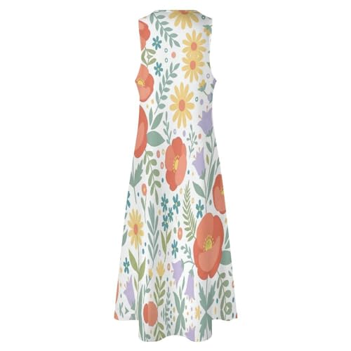 Robe longue femme boho fleurs imprimée blanche grande taille chic - 5