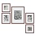 Gallery Perfect 5 Piece Walnut Wood Photo Frame Gallery Wall Kit with Decorative Art Prints & Hanging Template