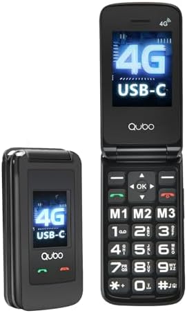 Qubo GSM Telefono per Anziani, Flip con Tasti Grandi, Funzione SOS, Display 2.4, Volume Alto, Contatti Immagine, blu