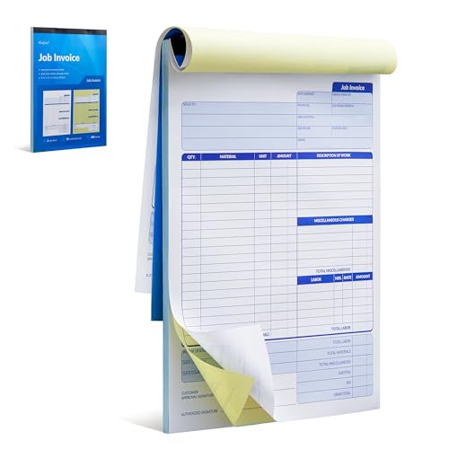 Harfesto Job Work Order Forms, Large Size Contractor Invoice Book 8-1/2" x 11-7/16", Invoice Receipt Book for Small Business, 2-Part Carbonless Forms, 50 Sets