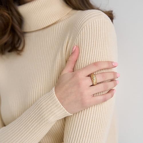 Image of TICIFEN Women Turtleneck Knit Sweaters Basic Casual Long Sleeve Shirts Slim Fit Thermal Underwear Tops Soft Rib Sweater Tee