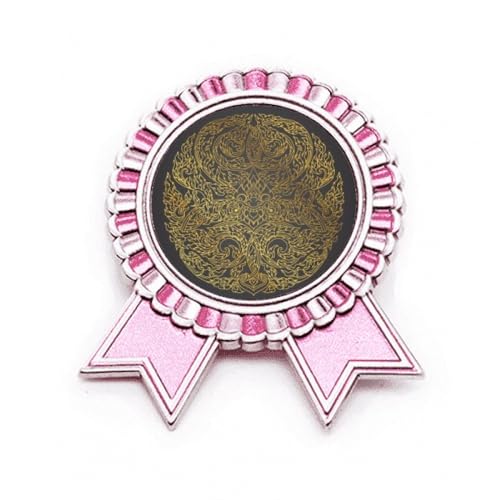 Broche circulaire en aluminium thaïlandaise rose, accessoire mode métal taille M