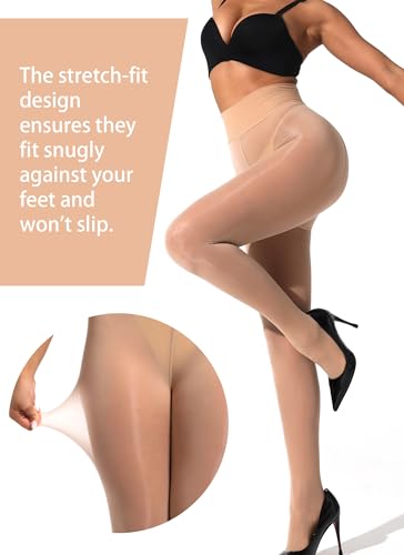 VEBZIN Pantyhose Sheer Tights for Women Nude High Waisted Sheer Pantyhose2
