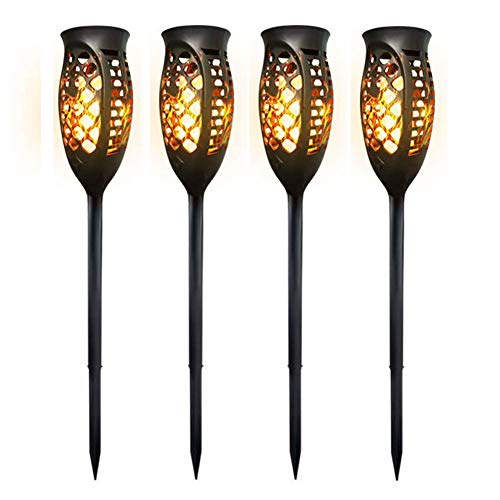 MYY Solar Flame Lights Flickering Flames 99Leds IP65 Waterproof Dusk to Dawn Auto On/Off Landscape Decoration Lighting(4Pack)