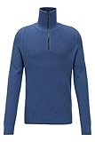 Lange Ärmel BOSS Herren Akromak Pullover aus Baumwolle mit Perlfangmuster und Troyerkragen