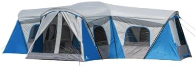 Outdoor Trail 16-Person 3-Room Family Cabin Tent, with 3 Entrances, 230 Sq Ft Blue and Gray