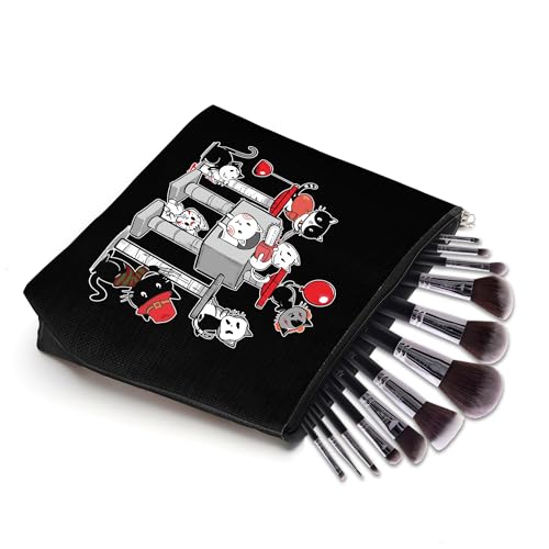 Halloween Gifts for Women Makeup Bag, Funny Halloween Horror Cat Gifts Merchandise, Cute Halloween for Cat Kitty Lovers Black Cosmetic Bag Pouch3