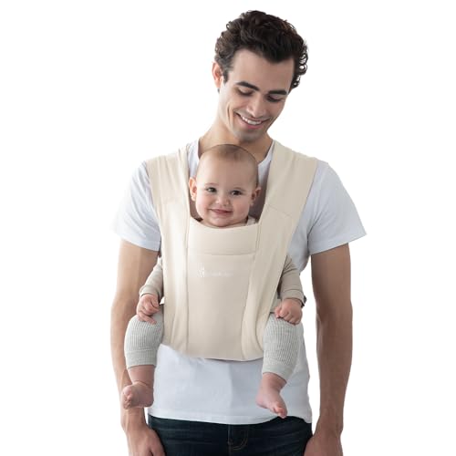 Image of Ergobaby Embrace Baby Carrier Newborn to Toddler - Lightweight Ergonomic Baby Carriers - Cozy Essentials (7-25 Pounds), Ponte Knit, Cream