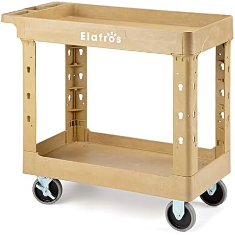 ELAFROS Heavy Duty Utility Cart with Deep Shelves Cover