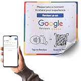 NFC Google Review Sticker - Boost Customer Feedback with Tap & Scan QR - No App, No Subscription - Works on iPhone & Android (1, Square 4.72')