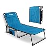 VILLEY Oversized Padded Chaise Lounge with Cushion Foldable Camping Cot Patio Reclining Lounge Chairs Folding Sleeping Bed for Outdoor Indoor Backyard Garden Camping Relaxing Beach Tanning