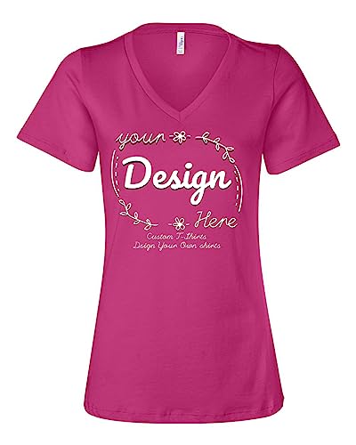 INK STITCH 6405 Women Bella Canvas Custom Printing Design Your Own Relaxed V-Neck T-Shirts - Berry (XL)