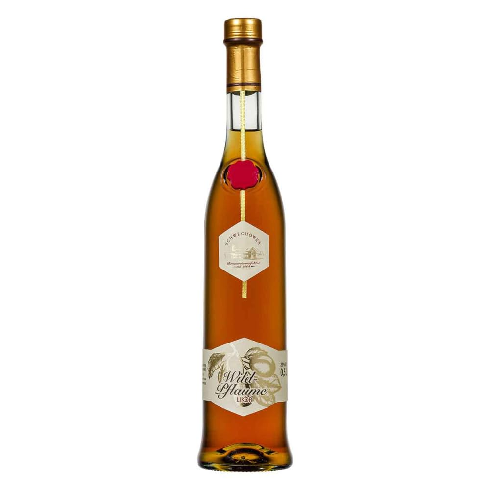 Schnapsgeschenk Nr. 15251 | Obstbrand Marille 0.5l (40% Vol) + Wildpflaume Likör 0.5l (22% Vol) + 2 Gläser in Geschenkkarton mit Goldprägung | Schwechower Brennerei (1229)