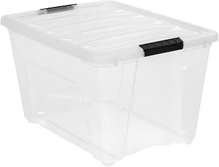 53 Quart Clear Plastic Storage Bins with Lids, Stackable Portable Lidded Storage Containers, Durable Totes for Home, Bedroom, Garage & Closet Organization