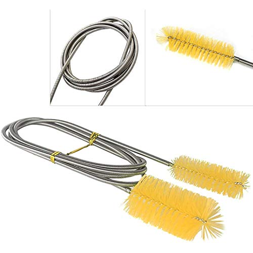 Flexible Drain Brush,Nylon Double Ended Elastic Hose Pipe 67-inch and 2 PCS 8.2-inch Straw Cleaning Brush