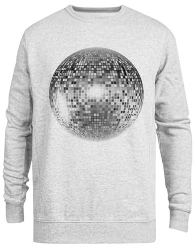 Pull ras du cou disco ball gris unisexe en coton premium