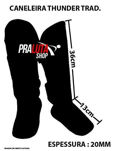 Caneleira Protetor Canela Muay Thai KickBoxing - Preto Grade - Pulser