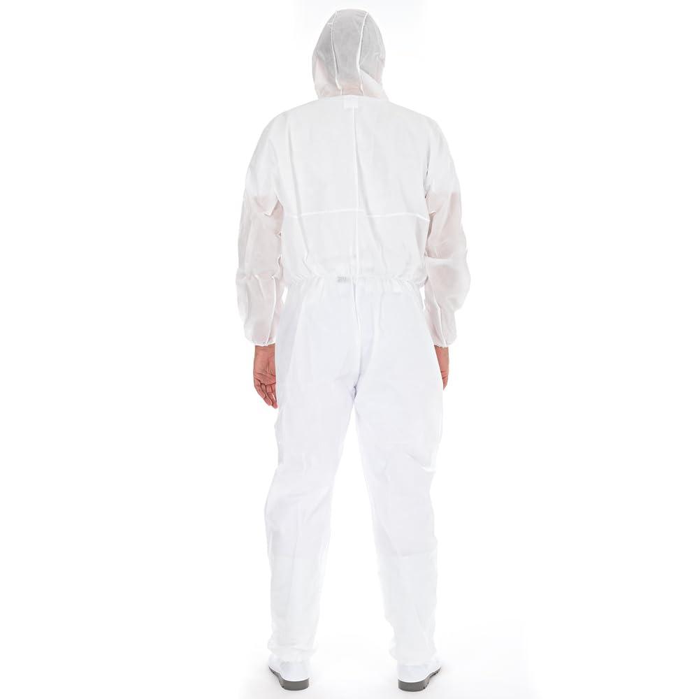 FRANZ MENSCH 50 Stück Hygostar Overalls Typ 5+6 | SMS, weiß, XXL, Einweg Overall, Hygienebekleidung, Chemikalienschutzanzug