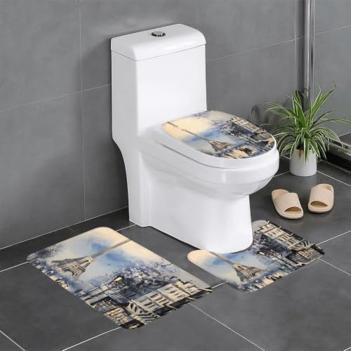 Alfombras de baño de 3 piezas París Torre Eiffel juego absorbente 24x16 2