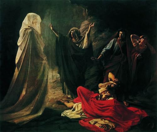 Impression d'affiches Saül et la sorcière d'Endor Nikolai Ge toile portrait 60x90