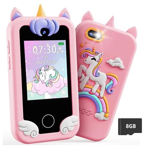 DUDUDRAGON Kids Smart Phone Toy for Girls 3 4 5 6 Year Old Toddler Unicorn Gifts , MP3 Music Player, Dual Camera Travel Toys with Educational Games, Touchscreen Pretend Play Phones for 3-8 Year Old