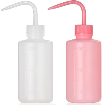 2Pcs Tattoo Wash Bottle 250ml | 8oz Water Squirt Bottle Succulent Watering, Safety Rinse Bottle Watering Tools for Medical Succulent Cleaning Washing Bottle White&Pink