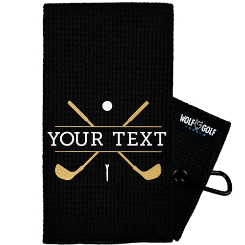 Wolf Golf Custom Towel with Personalized Text
