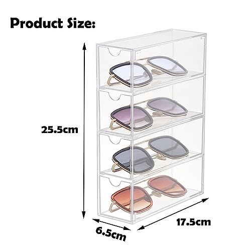 Himifuture Sunglasses Organiser with 4 Drawers, Acrylic Eyeglass Organizer, Make-up Storage Drawer Tray, Jewelry Box - Image 2
