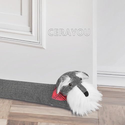 CERAYOU 36 Inch Heavy Duty Under Door Draft Stopper, Cute Animals Shape Door & Window Draft Guard to Save Energy, Decorative Weighted Bottom Insulation Stopper Noise Air Wind Dust Blocker, Schnauzer