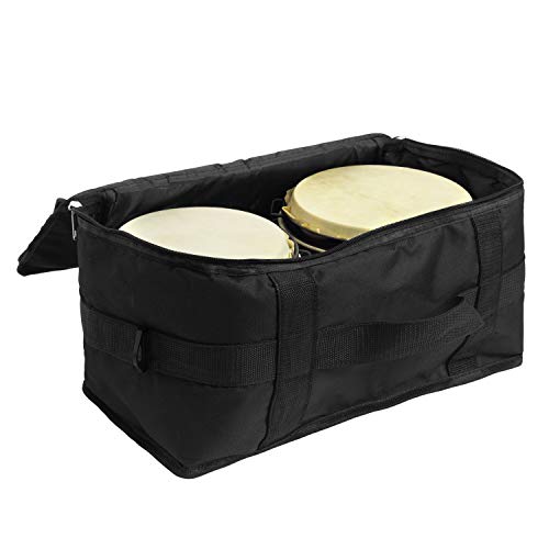 World Rhythm BON7 Bongos 6\\ & 7\\ Anfänger Eiche Bongo Drums - Matt Black Bongos mit gepolsterter Gigbag\, schwarz, BON7-BK